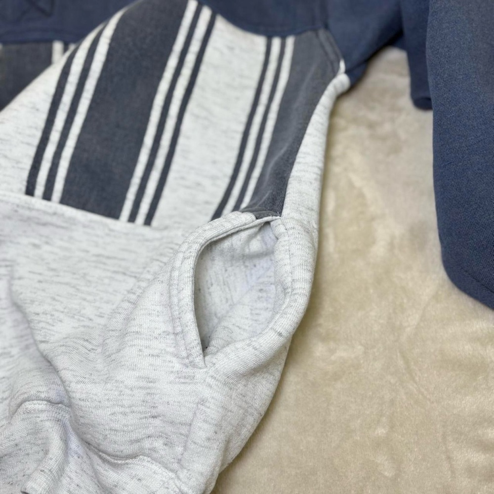 Vintage blue and grey striped quarter button up sweatshirt - Picture 3 of 6